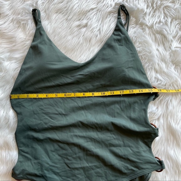 Aerie Womens Maillot Dream One Piece Swimsuit Green Cut Out Spaghetti Strap L - Picture 3 of 6